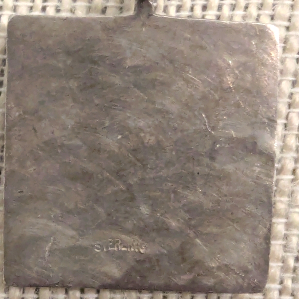 Vintage Sterling (Very Old) Shadow Box Square ❤️ Heart Pendant Necklace - Picture 4 of 9